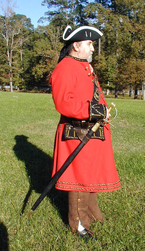 photo of historical interpreter Cornial Cox dressed in a similar manner as the Texas governors at Los Adaes may have appeared in formal uniform