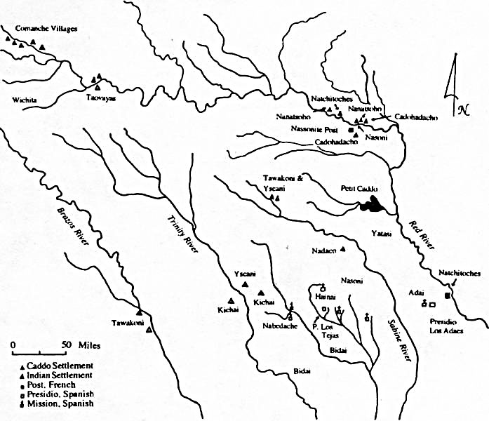 map of late 18th Century Locations of neighboring tribes