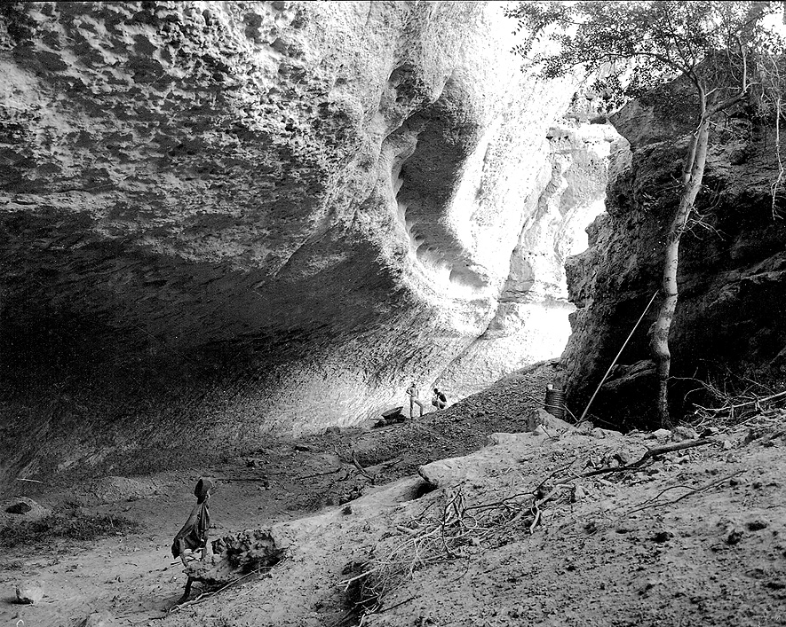 View of Bonfire Shelter prior to the first excavations in 1963. Photo by Dave Dibble.