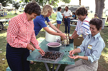 Part of the lab crew cleaning artifacts.