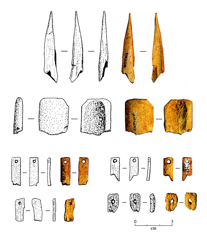 Image of Six bone tools.