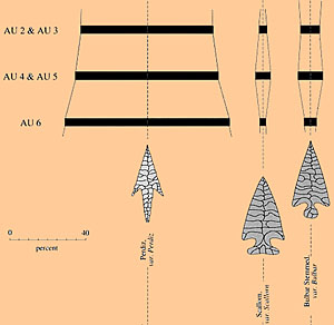 Image of Seriation of the Guadalupe Bay arrow points.