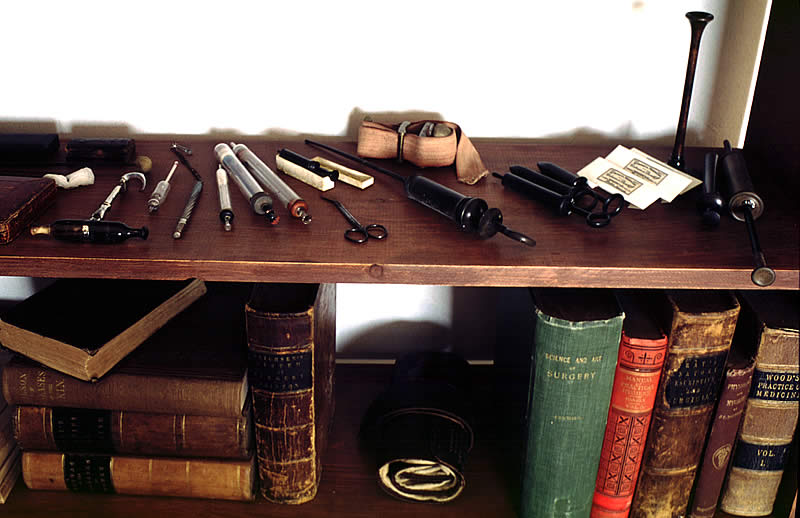 photo of instruments and medical books