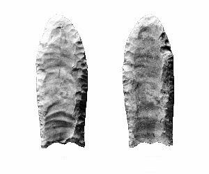 Obverse and reverse views of Folsom point