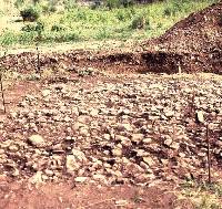 photo of partially excavated sheet midden