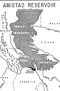 drawing of map of Amistad Reseroir