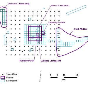 Map of excavation units and shovel tests in the house area