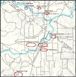 Map of the antioch colony and surreounding communities