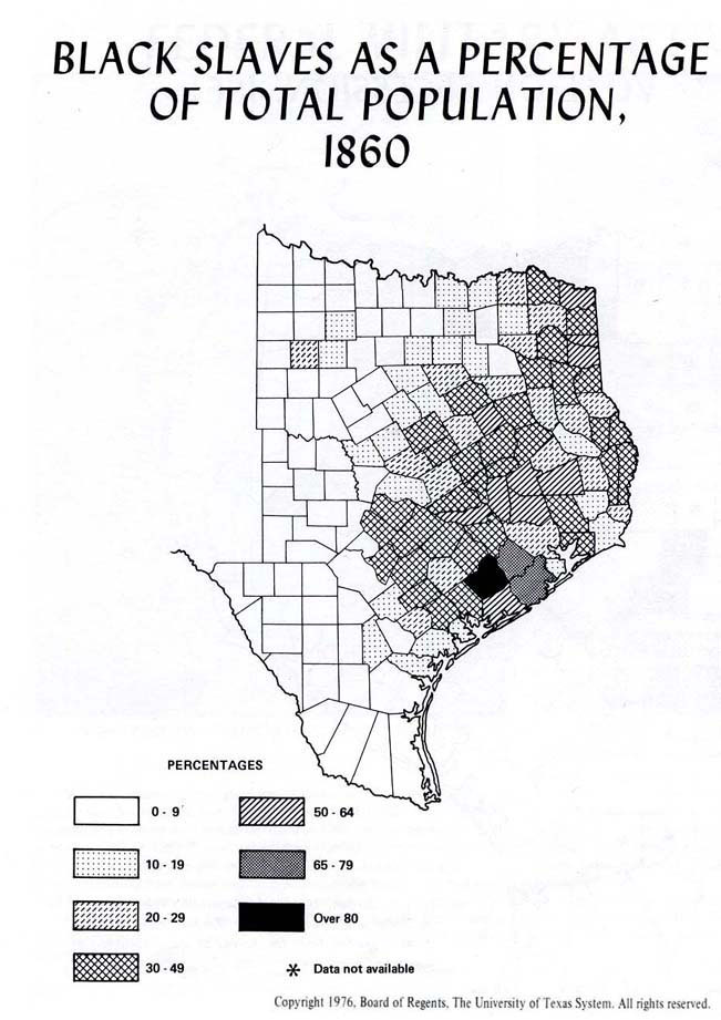 black and white digital map of Texas with counties shaded based on population