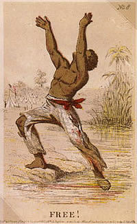 illustration of a man in tattered pants and no shirt with his arms and face raised to the sky with the words 