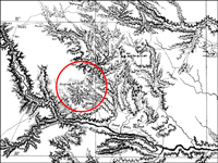 Portion of an 1875 map showing the general location of the Battle of Red River. The running battle covered a distance of some 12 miles. Photo courtesy of the Texas Historical Commission.