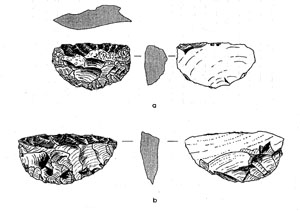 illustration of unifacial Nueces tools