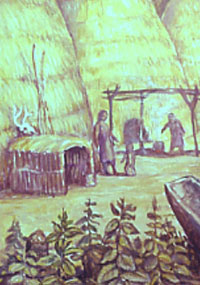 Caddo village scene