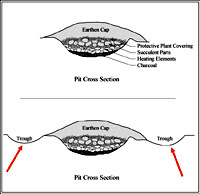 illustration of the Paradise earth oven cross-sections as reconstructed by Ohl